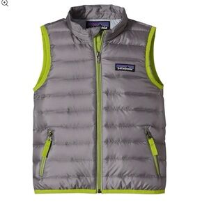 Patagonia Gray Puffer Vest with Neon Green